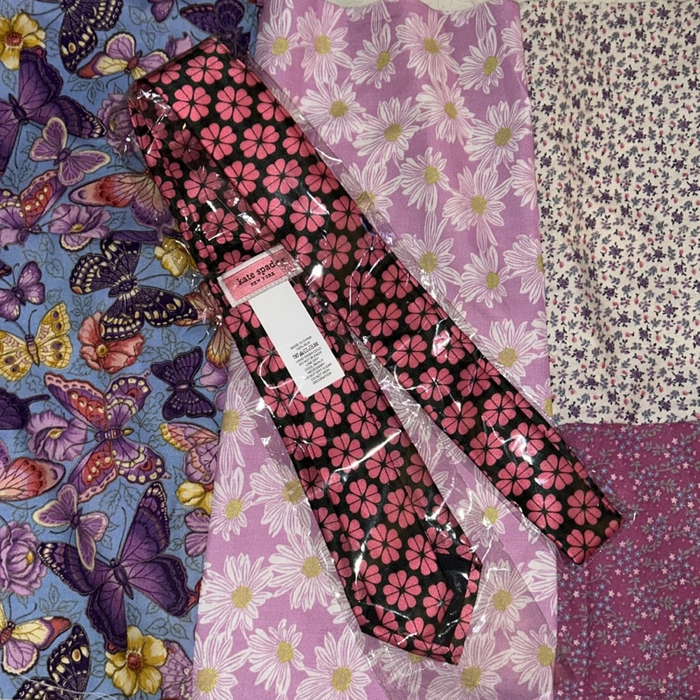 Kate Spade New York unisex spade necktie flower pink&black ties suit accessorie